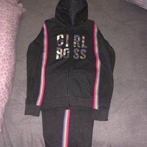 Girls size 16 zipper up jogger suit.